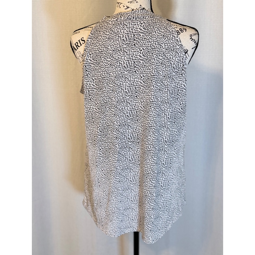 Adrianna Papell Halter Top Womens Medium Black White Excellent Tie Neck Blouse - Picture 2 of 6